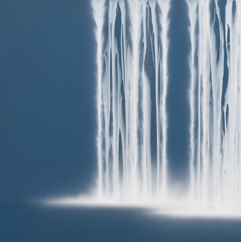 Waterfall, 2024, pigments on Japanese mulberry paper mounted on board, 57.3 x 57.3 inches/145.5 x 145.5 cm