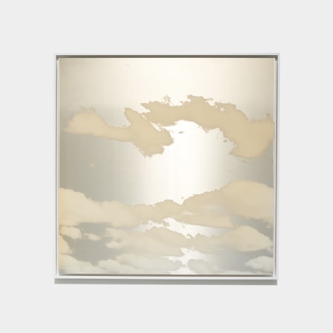 Miya Ando, Yuugure (Evening) June 9 2022 8:29 PM, 2022, ink, mica, pure micronized silver, resin and urethane on aluminum composite, 127 x 127 cm (50 x 50 inches)