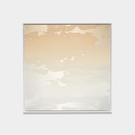 Miya Ando, Yuugure (Evening) Cloud September 8 2023 6:21:04 PM NYC, 2023, dye, ink, pure micronized silver, resin and urethane on aluminum composite, 127 x 127 cm (50 x 50 inches)