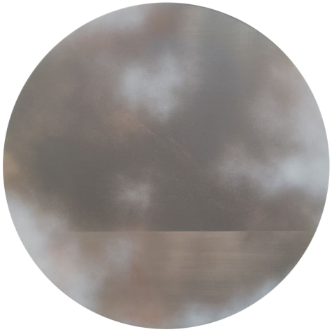 Faint Pink Tasogare Moon 40, 2020, dye, micronized pure silver, pigment, resin and urethane on aluminum, 40 inches/101.6 cm tondo