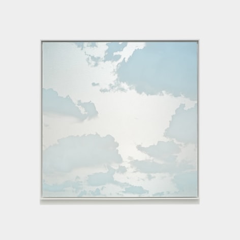 Morning Cloud (Asagumo) November 17 2023 10:30:08 AM NYC, 2023, dye, ink, pure micronized silver, resin &amp;amp; urethane on aluminum composite, 50 x 50 inches/127 x 127 cm