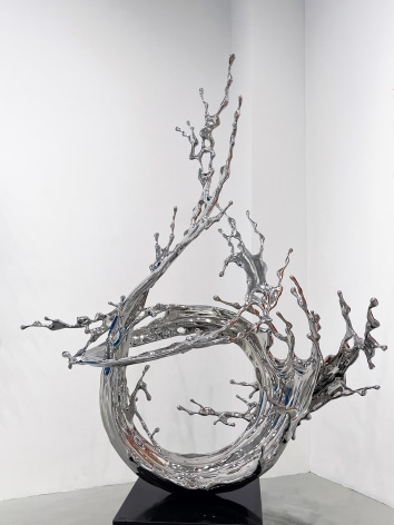Zheng Lu, Water in Dripping - Waterfall, 2021, stainless steel, 205 x 140 x 137 cm (80.8 x 55.1 x 54 inches)