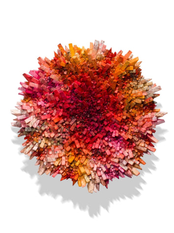 Aggregation 24 - FE013 (Star 2), 2024, mixed media with Korean mulberry paper, 39.4 inches/100 cm tondo