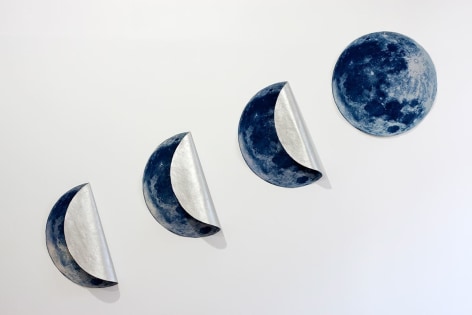 Moon Cycle, in collaboration with Jos&eacute; Betancourt, 2012, cyanotype and acrylic on canvas, 56 x 81 inches/142.2 x 205.7 cm