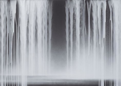 Hiroshi Senju, Falling Water, 2013, Acrylic and fluorescent pigments on Japanese mulberry paper, 63 13/16 x 89 1/2 inches © 2013 Hiroshi Senju