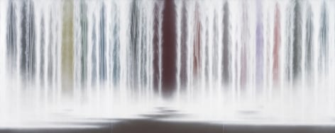 Waterfall on Colors, 2021, pigments on Japanese mulberry paper mounted on board, 76.3 x 191.4 inches/194 x 486 cm