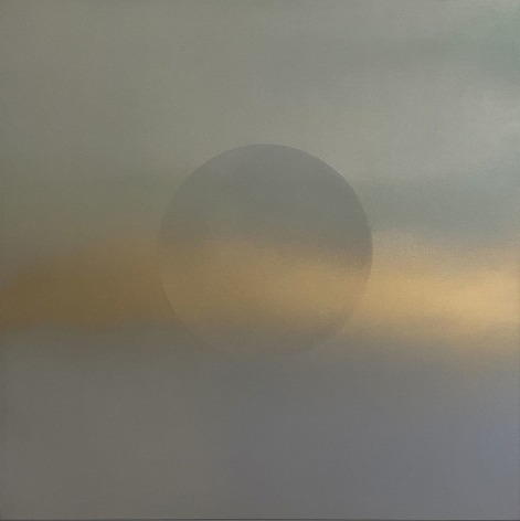 Oborozuki (A Moon Obscured by Clouds) Blue Gold,&nbsp;2020, pigment, resin and urethane on aluminum, 24 x 24 inches/61 x 61 cm