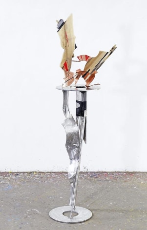 The Radiance, 2011, red copper, stainless steel, wood, industrial paint, 72 3/4&quot;H x 20 1/2&quot;L x 18 3/8&quot;W