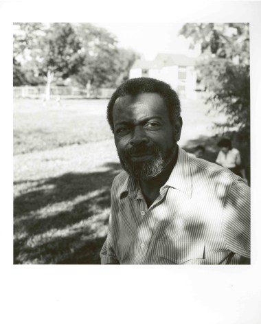 Poet Amiri Baraka (LeRoi Jones) at picnic outside Naropa Institute, August, 1985, Silver Gelatin Photograph