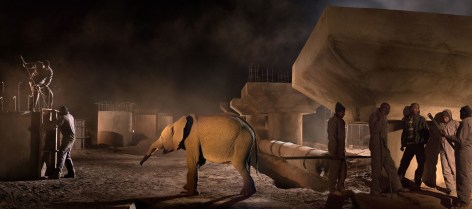 Bridge Construction with Terrified Elephant, 2018, Archival Pigment Print