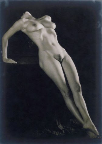 Schwarzer Akt, (Leaning Pose), 1994, Vintage Blue Toned Silver Gelatin Photograph, Ed. of 25