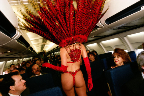 Showgirls Model Fashions on an Airplane, Las Vegas, Nevada, 1995, Archival Pigment Print
