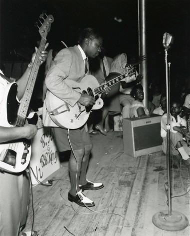 B.B. King Performing on stage at The Hippodrome, Beale Street in Memphis, TN, with Bill Harvey, c. 1950, Archival Pigment Print