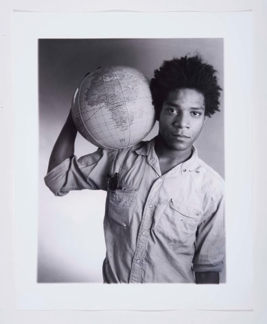 Basquiat with Globe, 1984, Silver Gelatin Photograph