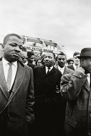 Dr. King Crosses the Edmund Pettus Bridge with Reverends Ralph Abernathy &amp;amp; Fred Shuttlesworth, 1965, 20 x 16 Inches, Silver Gelatin Photograph, Edition of 25