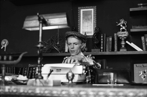 David Bowie with typewriter, Los Angeles, 1974, Silver Gelatin Photograph