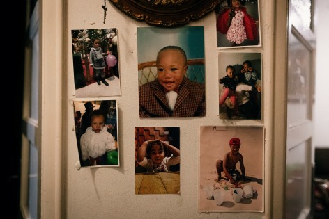 Photographs hanging on the walls of Ana Maria Jeremias&#039; house in Rio de Mouro, showing her son, Luis, and her granddaughters, Beatriz and Leonor. Lisbon, Portugal, 2024