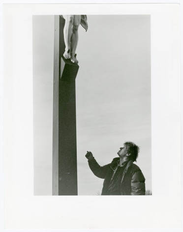 Gregory Corso addressing Cross atop the Grey Nuns&#039; Orphanage Grotto, Lowell Mass, March 17, 1986