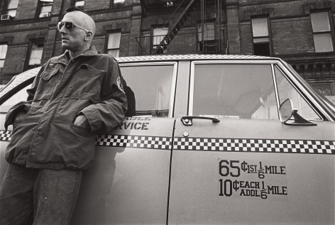 Robert De Niro with Mohawk Leaning on Cab, &quot;Taxi Driver,&quot; New York, 1975&nbsp;, Silver Gelatin Photograph
