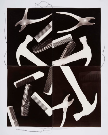 Tools Raygraph, 1995, Silver Gelatin Photograph Collage with fiber strand