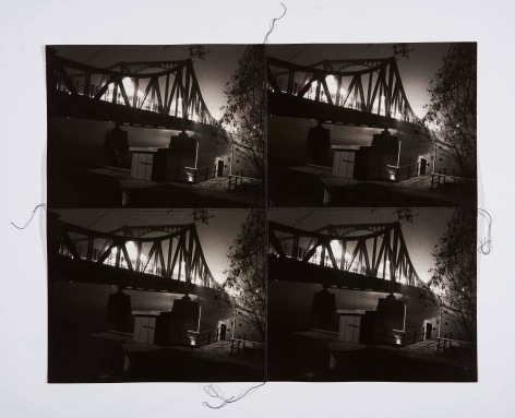 Spy Bridge, Berlin, 1991, Silver Gelatin Photograph Collage with fiber strand