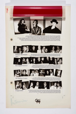 Interview Magazine Mechanical, William Burroughs, 1993, Collage Silver Gelatin Photograph w/ Glassine, Mylar Sheet, Ink &amp;amp; Printed Text