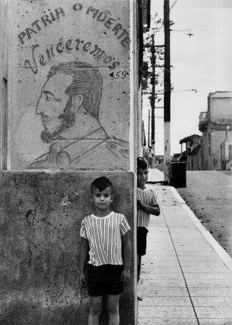 Cuba, Two Boys with Fidel Castro sign, January, 1963