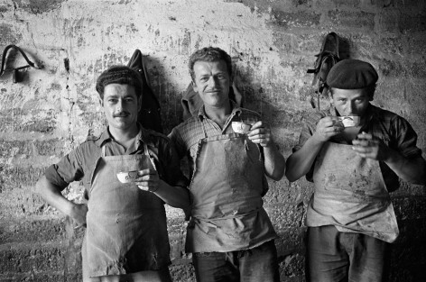 Three shepherds drinking coffee, Camargue, France, c. 1959, Silver Gelatin Photograph