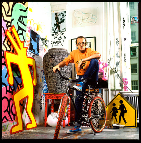 Keith Haring on Bike, New York City, (Color), 1985, Archival Pigment Print