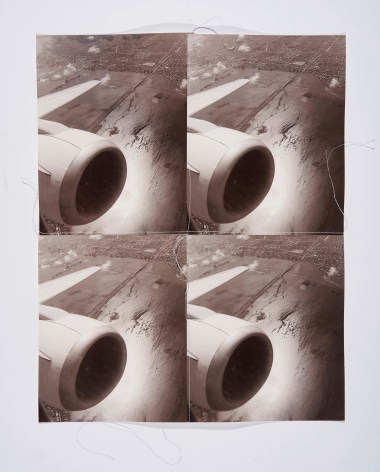 4 Jet Engines Over Miami, 1993, Silver Gelatin Photograph Collage with fiber strand