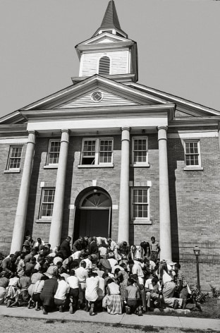 Crowd Praying on Steps of Church, Clarksdale, Mississipi, 1965, Silver Gelatin Photograph