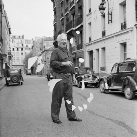 Agn&egrave;s Varda, Alexander Calder (1898-1976) with 21 White Sheets (1953), Paris, 1954