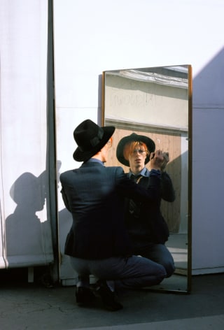 David Bowie writing on mirror, Los Angeles,&nbsp;1974, Archival Pigment Print