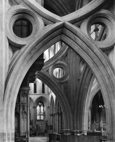 Central Arches, Wells Cathedral, 1980, 28 x 22 Inches, Silver Gelatin Photograph