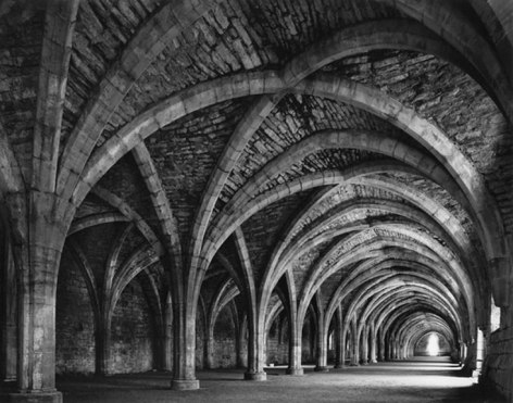 Lay Brothers Refectory, Fountains Abbey, 1980, 22 x 28 Inches, Silver Gelatin Photograph