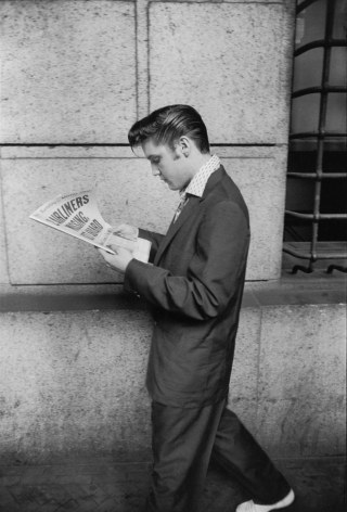 Alfred Wertheimer While Waiting for a Cab in NYC, Elvis Reads About the Airline Disaster, July 1st, 1956