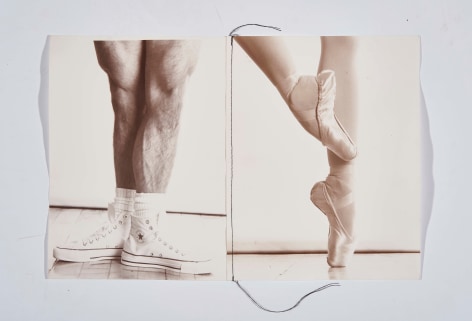 Ballet Feet, 1995, Silver Gelatin Photograph with fiber thread