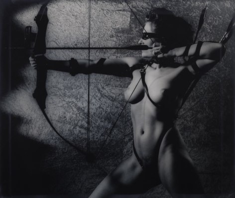 Patrizia mit Bogen, (Patrizia with Bow), 1989, Vintage Blue Toned Silver Gelatin Photograph, Ed. of 30