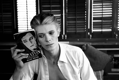Bowie with Keaton Book, New Mexico, 1975, Silver Gelatin Photograph