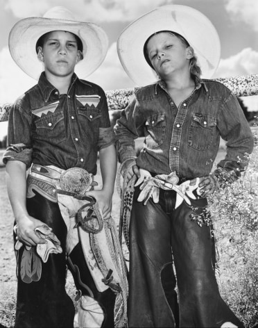 Craig Scamardo and Cheyloh Mather, Young Bull Riders, Boerne Rodeo, Texas, 1991, Silver Gelatin Photograph