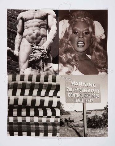RuPaul, 1991, Silver Gelatin Photograph Collage with fiber strand
