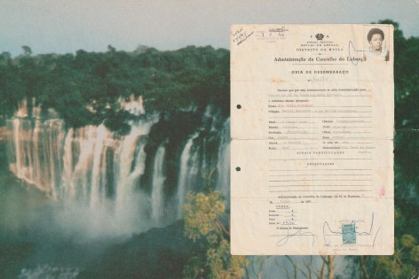 A collage displaying the arrival document of 9-year-old Ana Maria Jeremias in Portugal in 1975, 2024