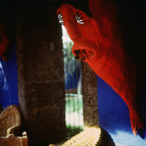 Frida&rsquo;s Blue House, Three Red Masks #129-5, 1987, Archival Pigment Print