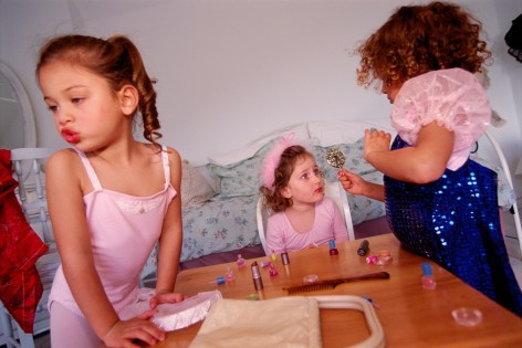 Allegra, 4, Calli, 5, and Rose, 5, Play dressup in Malibu, California, Archival Pigment Print