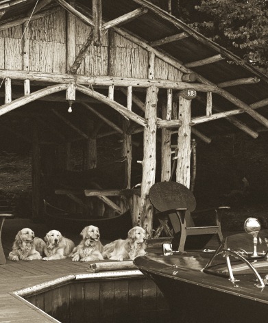 The gang at the boathouse, Camp Longwood, Adirondack Park, New York, 1994, Silver Gelatin Photograph, Ed. of 10