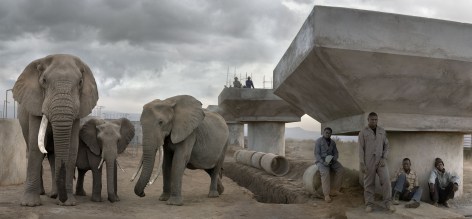 Bridge Construction with Elephants &amp;amp; Workers in Day, 2018, Archival Pigment Print