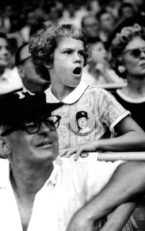 Baseball Fan with Mickey Mantle button, New York, 1962, Silver Gelatin Photograph