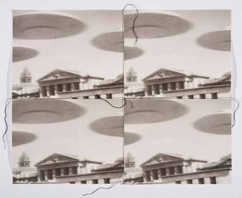 Saucers, 1991, Silver Gelatin Photograph Collage with fiber strand