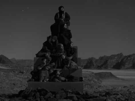 F&#039;taim and Family in Moonlight, Jordan, 2024, Archival Pigment Print