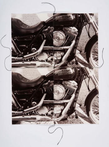 Harley, 1995, Silver Gelatin Photograph Collage with fiber strand